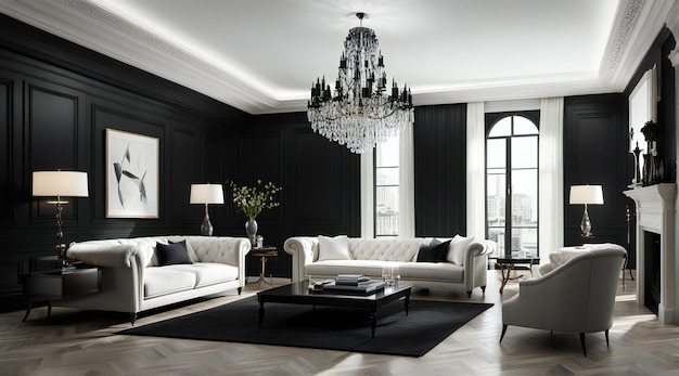 Salon scandinave élégant avec meubles et accents décoratifs Idée pour la conception de la maison