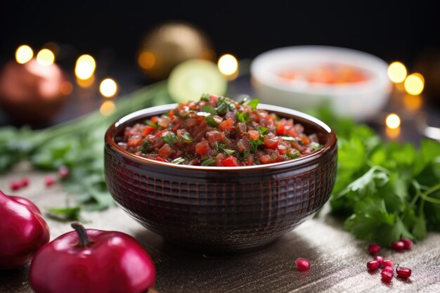 Salsa faite maison dans un bol de fête