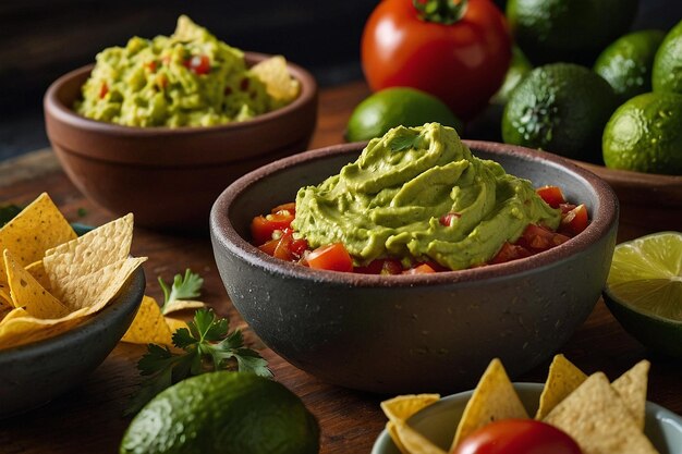 La salsa et le guacamole sur la table de la fête