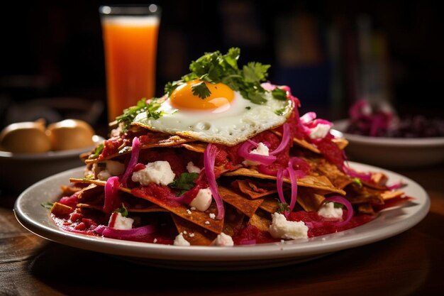 Photo salsa roja chilaquiles à l'appétit