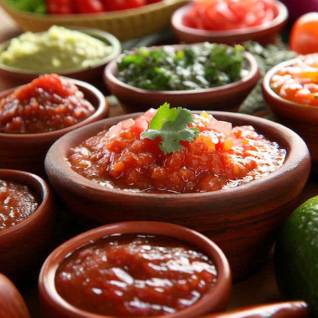 Photo salsas mexicaines traditionnelles