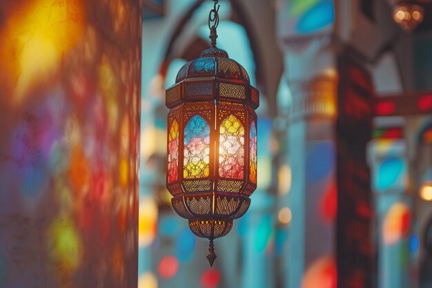 Salutation islamique Eid Mubarak avec de jolies couleurs et effet de lumière