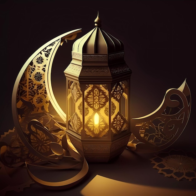 Salutations islamiques fond de conception de carte Ramadan Kareem avec bel or