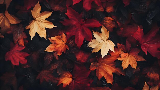 Salutations saisonnières Vue de dessus des feuilles d'automne créant un espace pour votre message