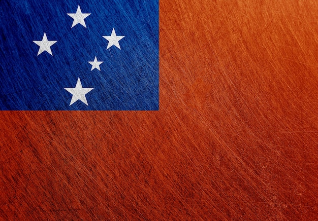 Samoa Polynésie drapeau métal rétro vintage fond acier rayé