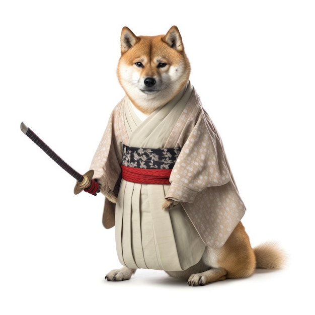 Le samouraï Akita avec le petit katana