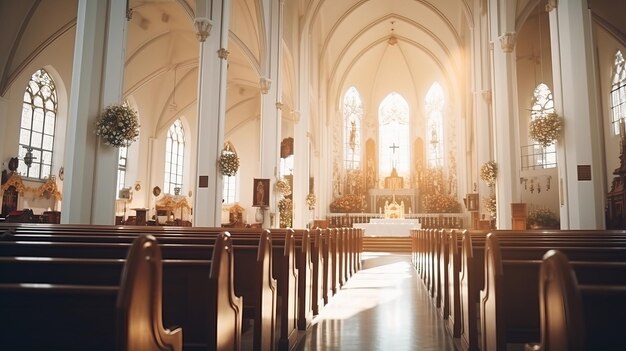 Sanctuaire spirituel lumière du matin de Pâques dans la salle de l'église