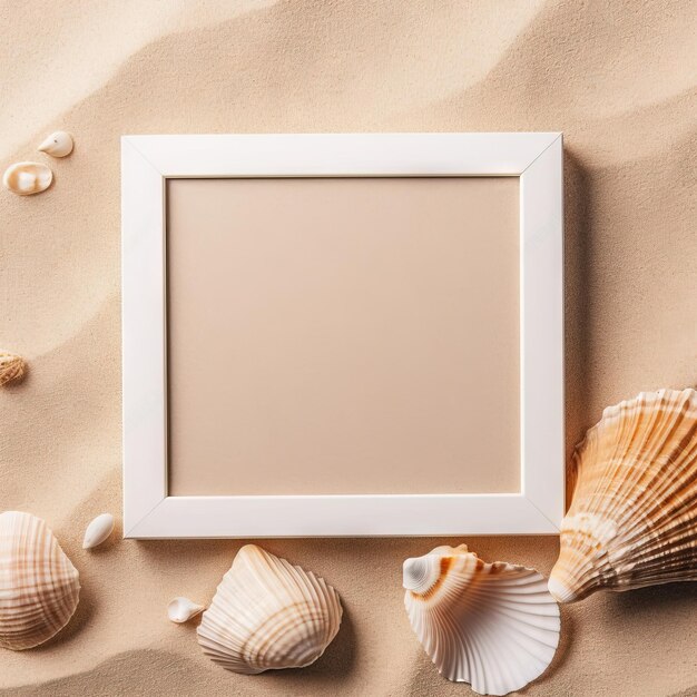 Photo sand avec fond d'été cadre libre d'été image générée par l'ia de haute qualité sur fond blanc