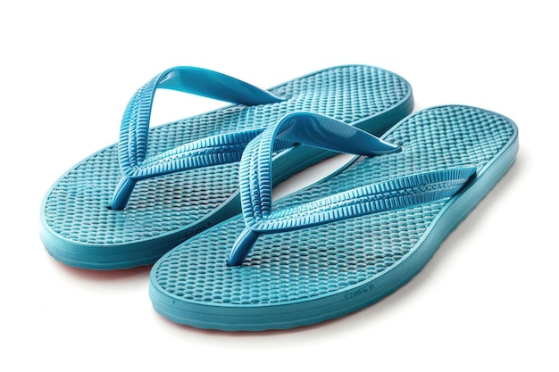 Sandales à papillons bleus pour l'été isolées sur un fond blanc Generative Ai
