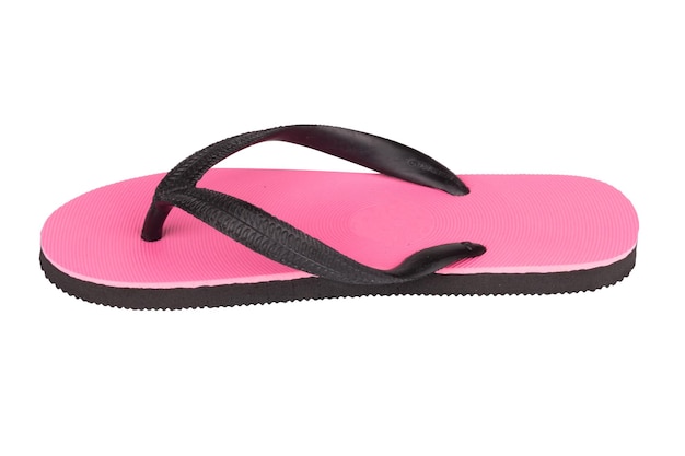 Sandales tongs couleur rose noir isolé sur fond blanc