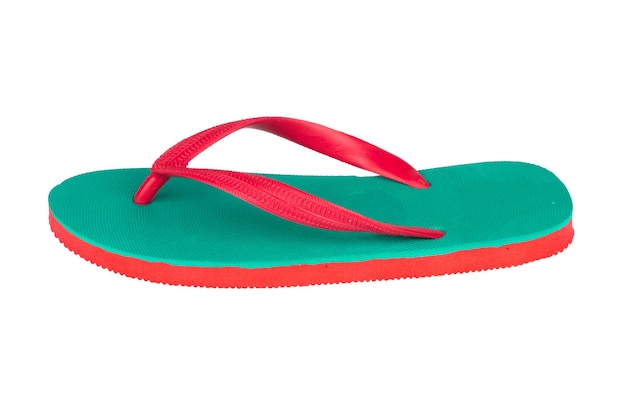 Sandales tongs couleur vert rouge isolé sur fond blanc