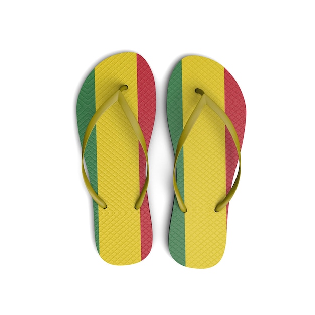 Sandales tongs drapeau Bolivie sur fond blanc rendu 3D