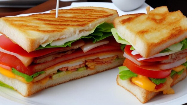 Photo sandwich au club avec des frites.