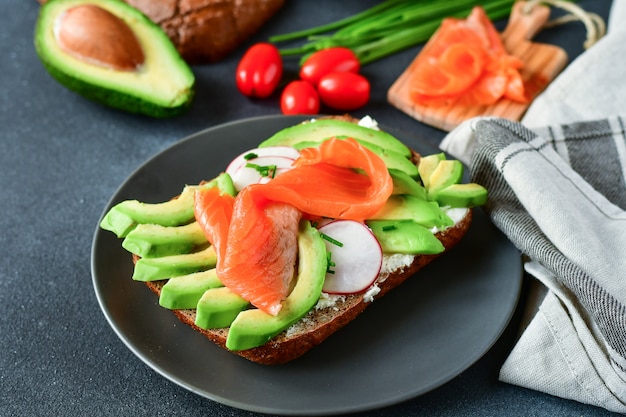 Sandwich à l'avocat et au saumon