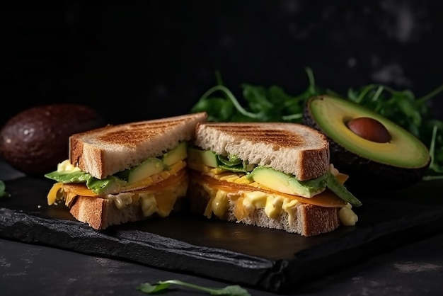 Un sandwich à l'avocat et à l'avocat dessus