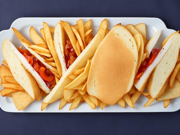 Un sandwich avec beaucoup de garnitures dessus et un tas de chips généré par l'IA