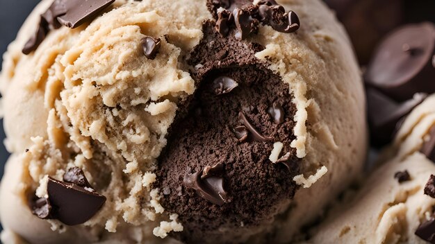 Photo un sandwich à la crème glacée au chocolat est montré avec des chips de chocolat