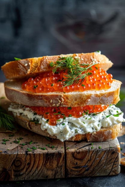 sandwich avec du caviar IA générative