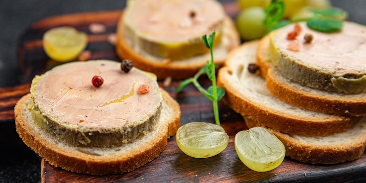 Photo sandwich de foie gras frais délicieux foie d'oie ou de canard frais manger cuisine collation