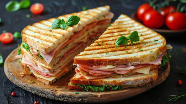 Sandwich frais avec laitue, tomate et oignon