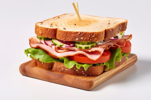 Sandwich avec jambon et salade fraîche IA générative