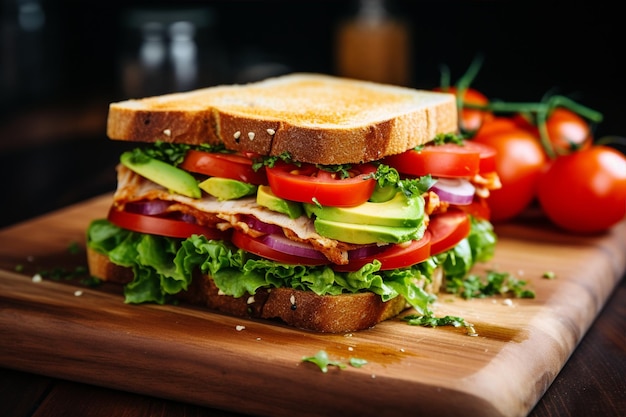 Un sandwich reposé sur du bois