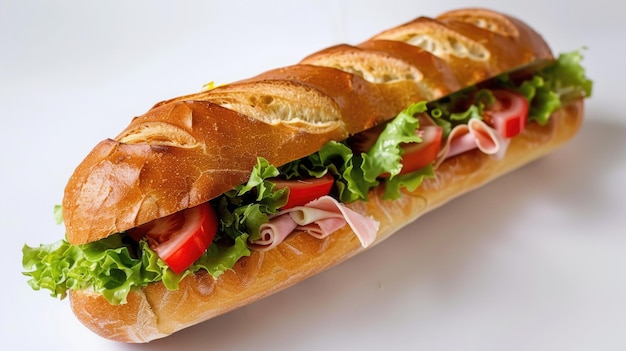 Sandwich à la salade de jambon frais sur une baguette française Delicious Submarine Sandwich