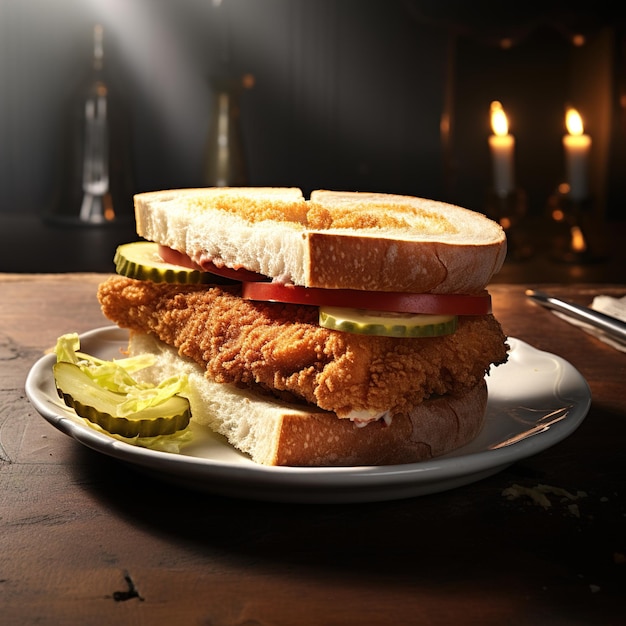 sandwich de schnitzel de bœuf réaliste