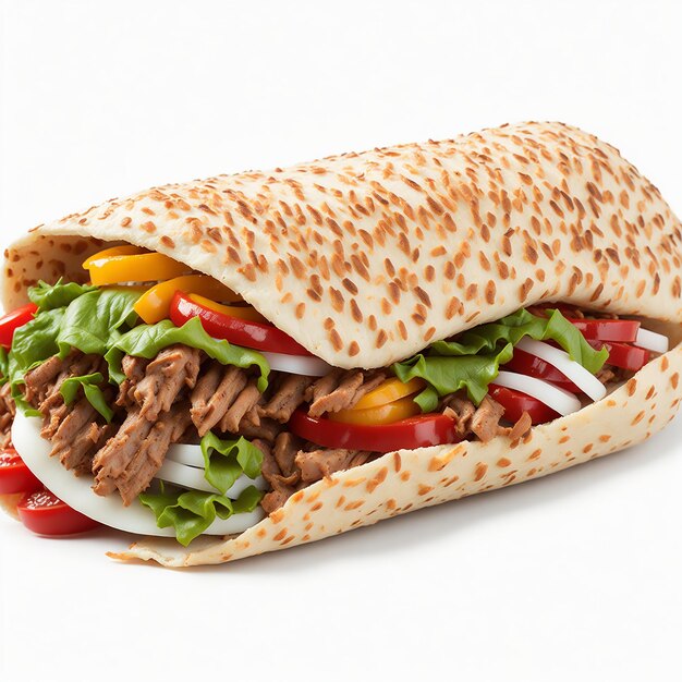 Photo sandwich shawarma isolé sur fond transparent ou blanc