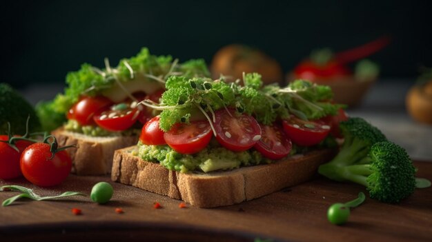 Sandwich végétalien farci aux légumes frais