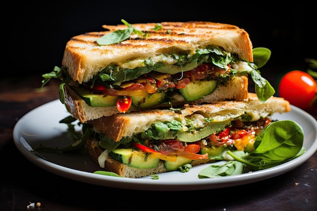 sandwich végétarien aux légumes et pesto