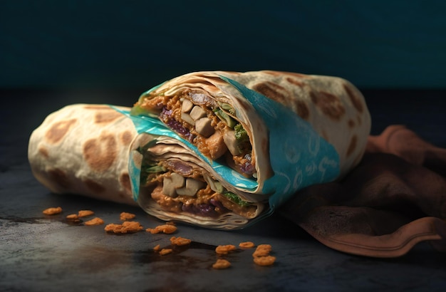 Un sandwich wrap est assemblé