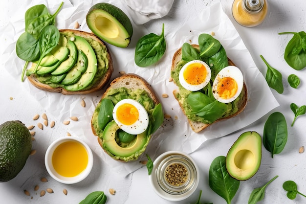 Sandwiches oeuf avocat nourriture Generate Ai