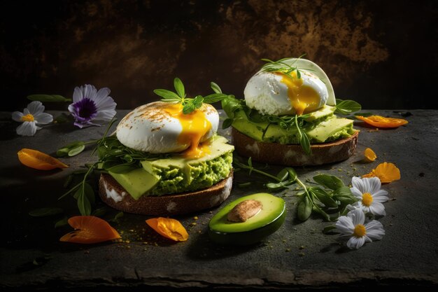 Sandwichs à l'avocat et aux œufs pochés générés par l'IA