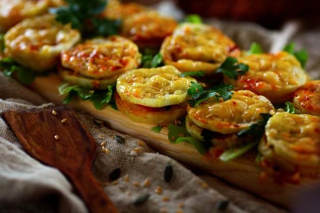 Des sandwichs de courgettes aux herbes des collations rustiques still life