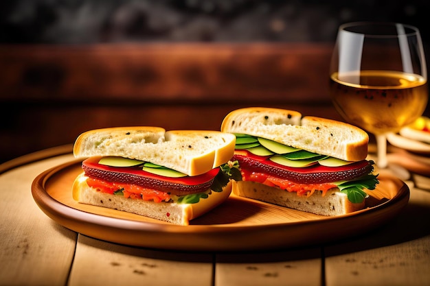 Des sandwichs avec du caviar rouge et du pain grillé sur le vieux samovar.