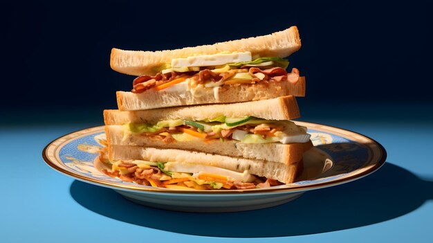 Sandwichs avec du pain, de la laitue de tomate et du fromage jaune