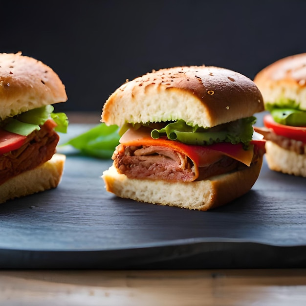sandwichs gastronomiques frais avec de la viande et des légumes