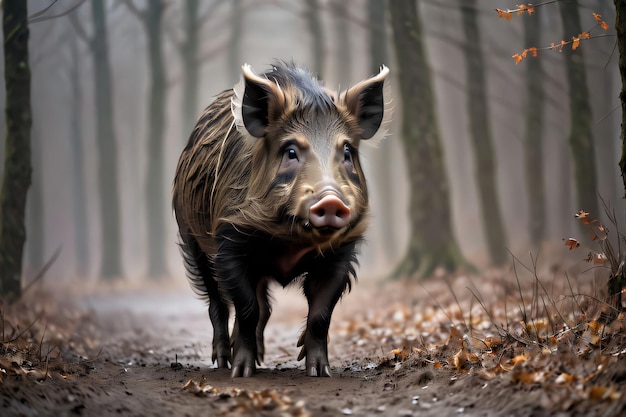 Photo le sanglier dans la nature et en liberté