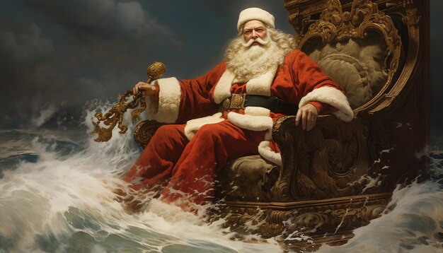 Santa Jules Joseph Lefebvre peinture portrait d'art classique vintage fête de Noël