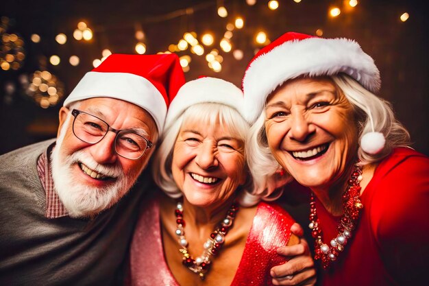 À la santé de la nouvelle année Amis âgés dans leurs 70 ans IA générative