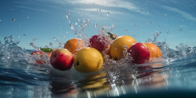 Santé saine fruits vitamine fond frais fraise vert eau IA générative