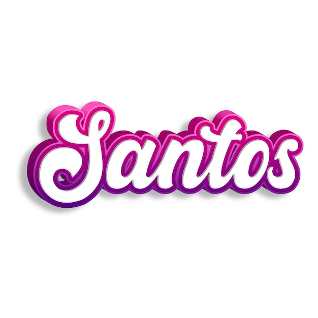 Santos typographie design 3D jaune rose blanc fond photo jpg