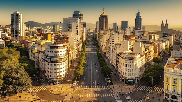 Photo sao paulo, brésil vue aérienne de l'avenue paulista dans la ville de sao paulo