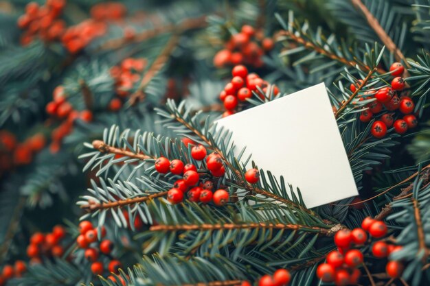 Le sapin et les baies de la fête sont posés à plat