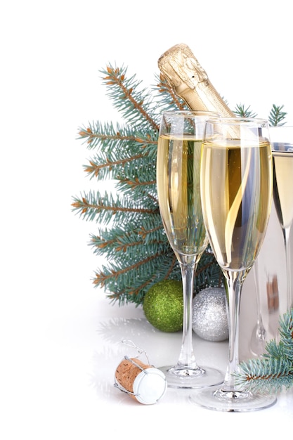 Sapin bleu champagne et décor de Noël