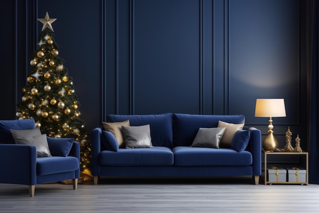 sapin décorant un appartement élégant pendant les vacances de Noël et de Noël