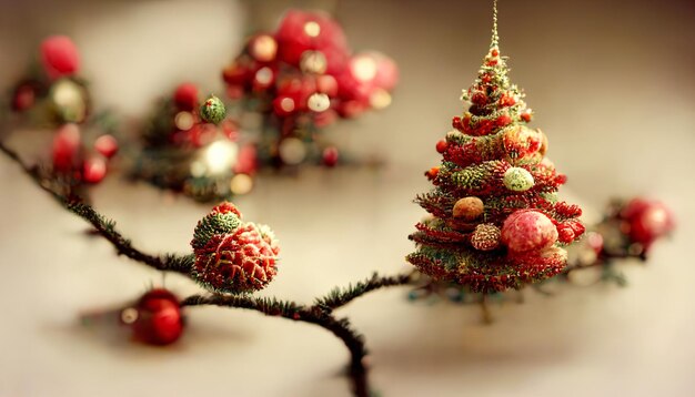 Sapin et décorations de Noël en laine