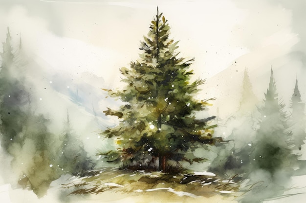 Sapin de Noël aquarelle Générer Ai