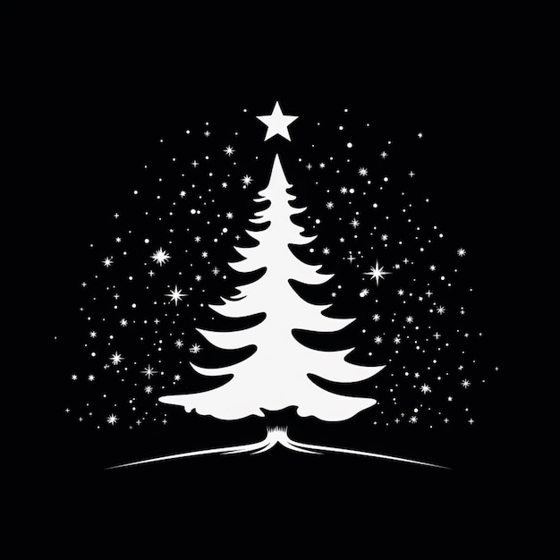 un sapin de Noël blanc avec des étoiles sur un fond noir